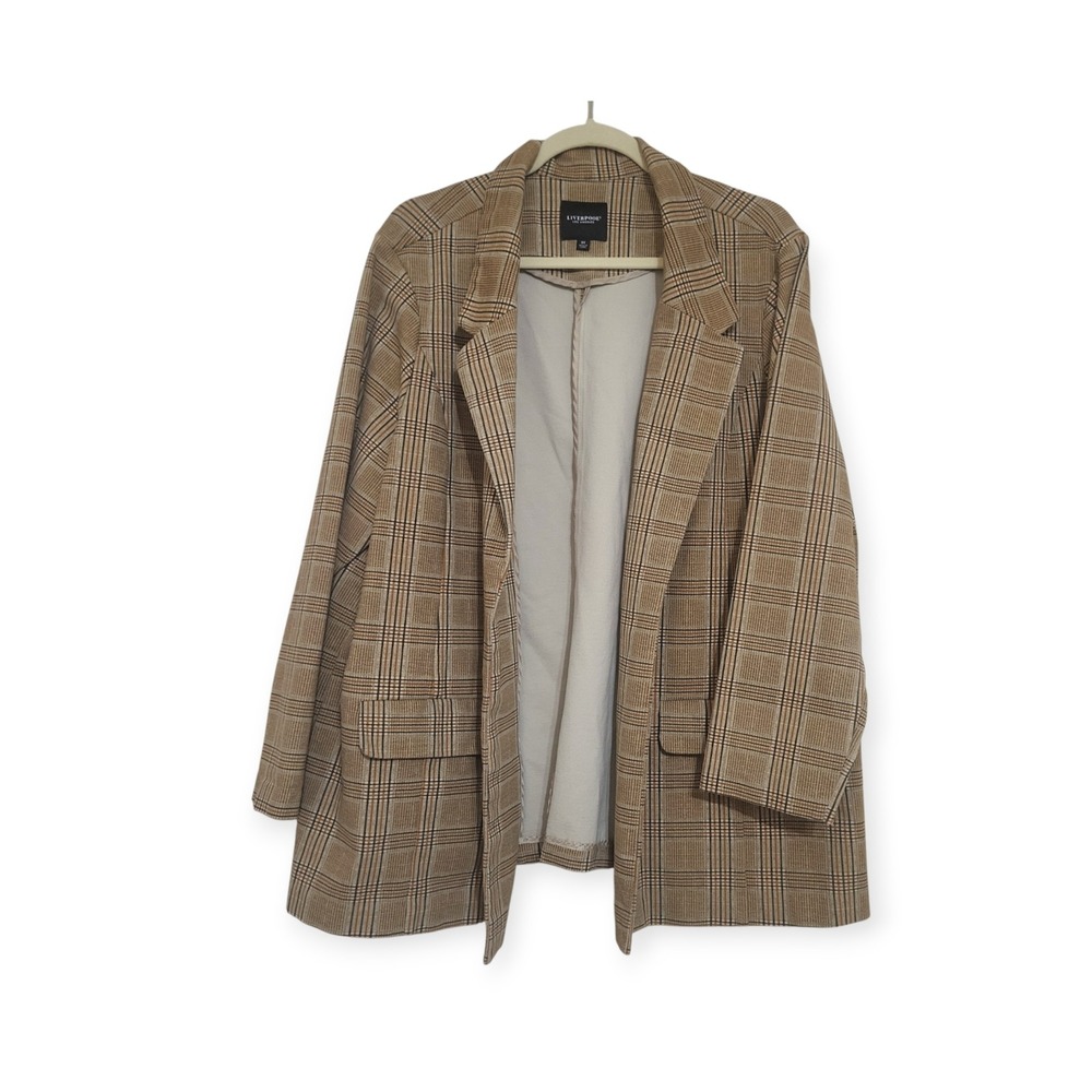 Liverpool Womens 3X Plaid Ponte Blazer Academia Preppy Officecore LY1210M42P57